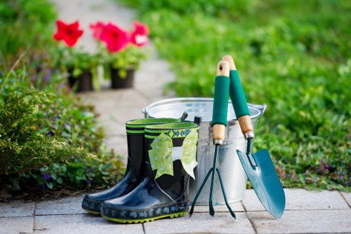 Gardener trimming a hedge step-by-step
